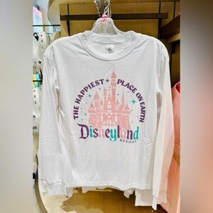 Disney Parks Disneyland Happiest Place on Earth Long Sleeve White T-Shirt NWT